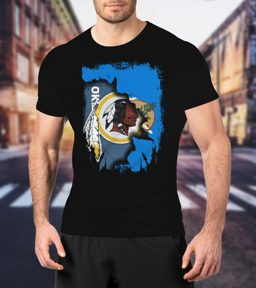Oklahoma With Redskins Logo And Flag Elements T-Shirt