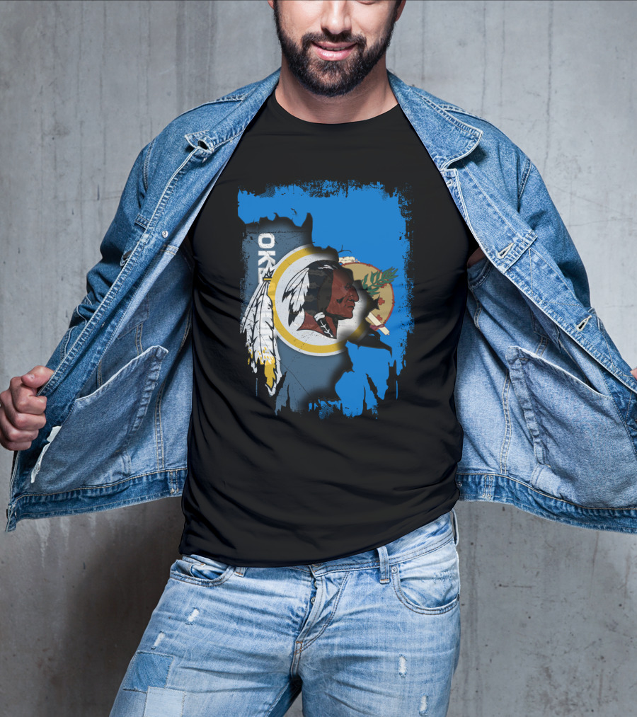 Oklahoma With Redskins Logo And Flag Elements T-Shirt
