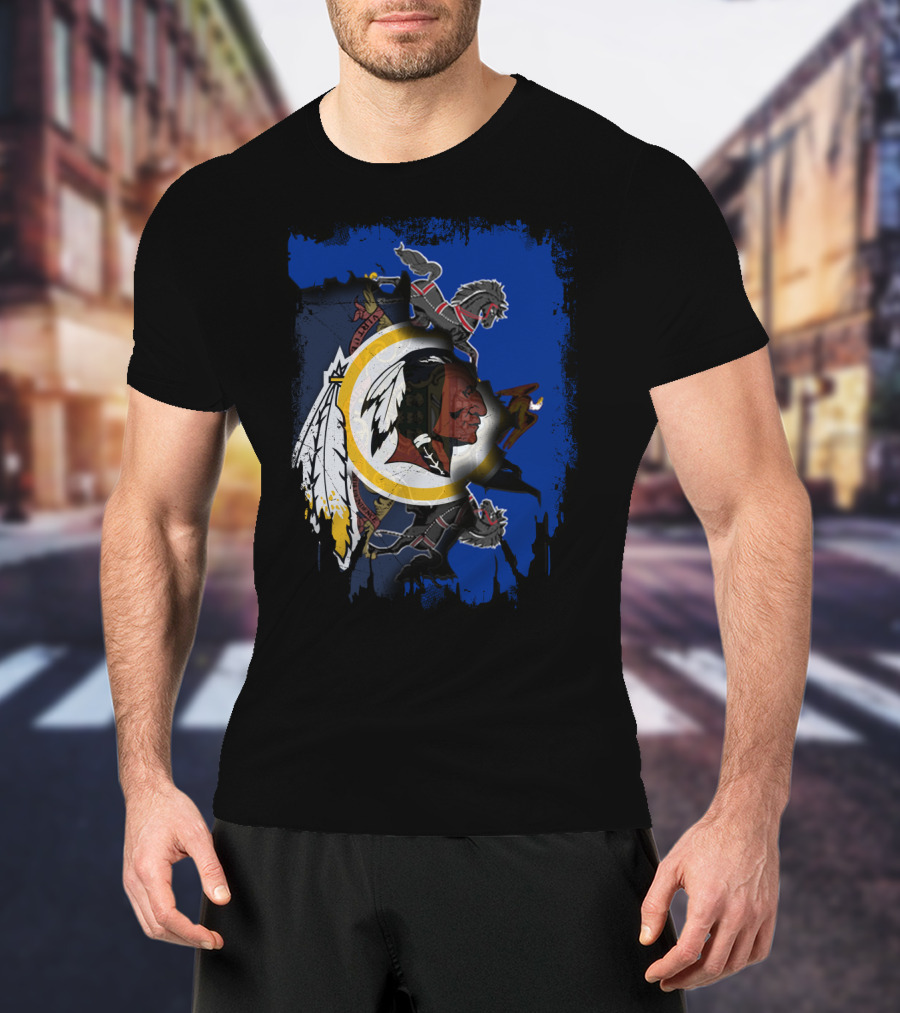 Together Pennsylvania Washington Redskins Logo With Two Black Knights Lions T-Shirt