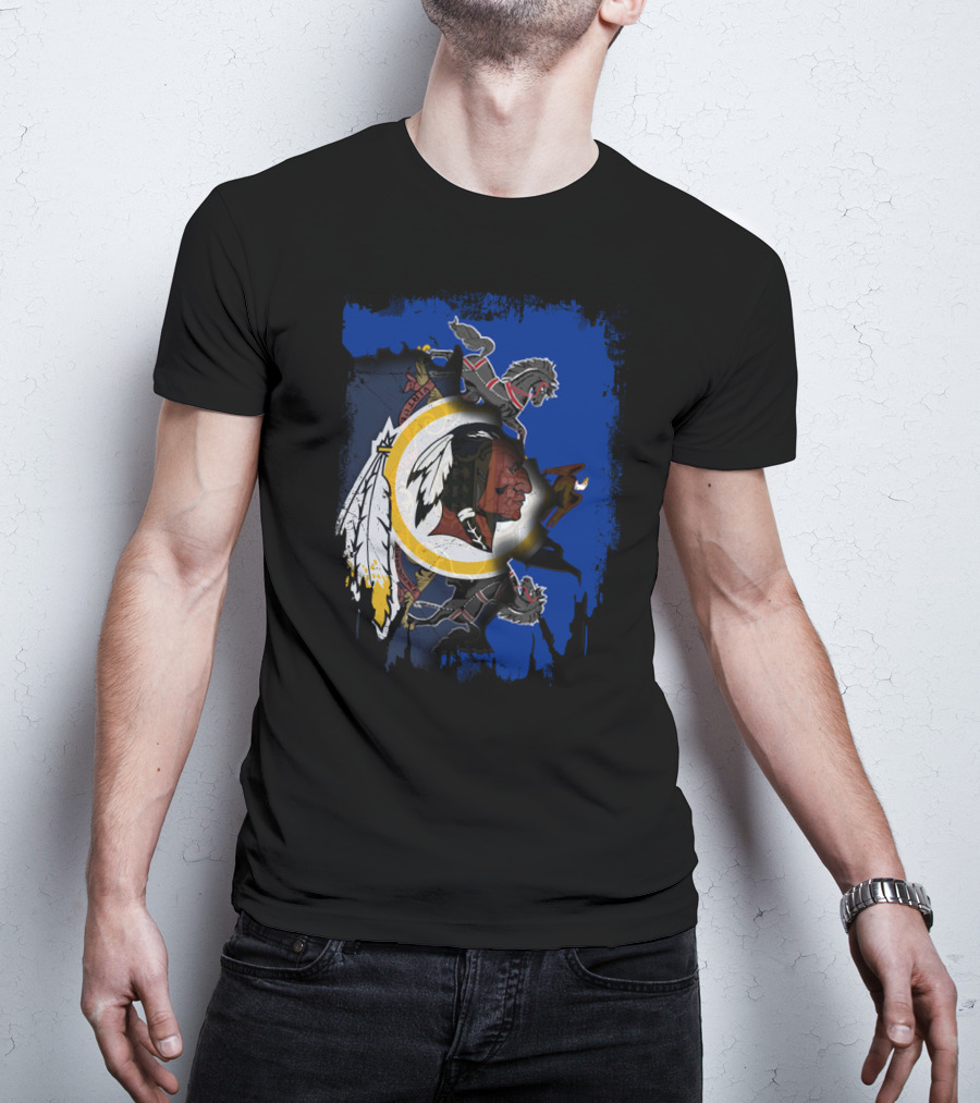 Together Pennsylvania Washington Redskins Logo With Two Black Knights Lions T-Shirt