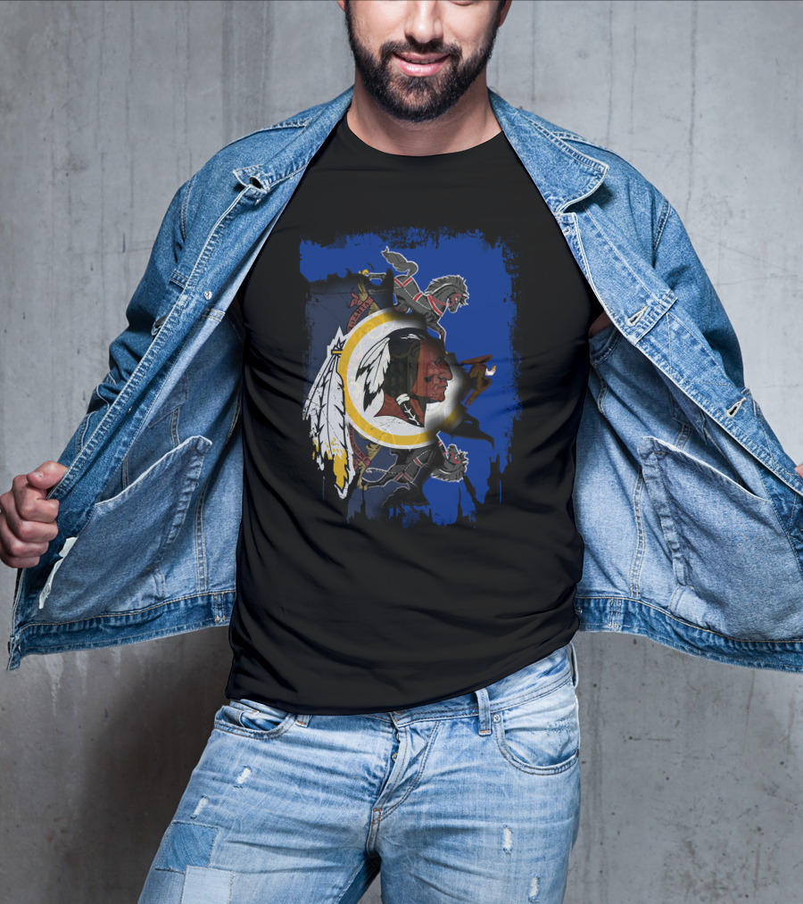 Together Pennsylvania Washington Redskins Logo With Two Black Knights Lions T-Shirt
