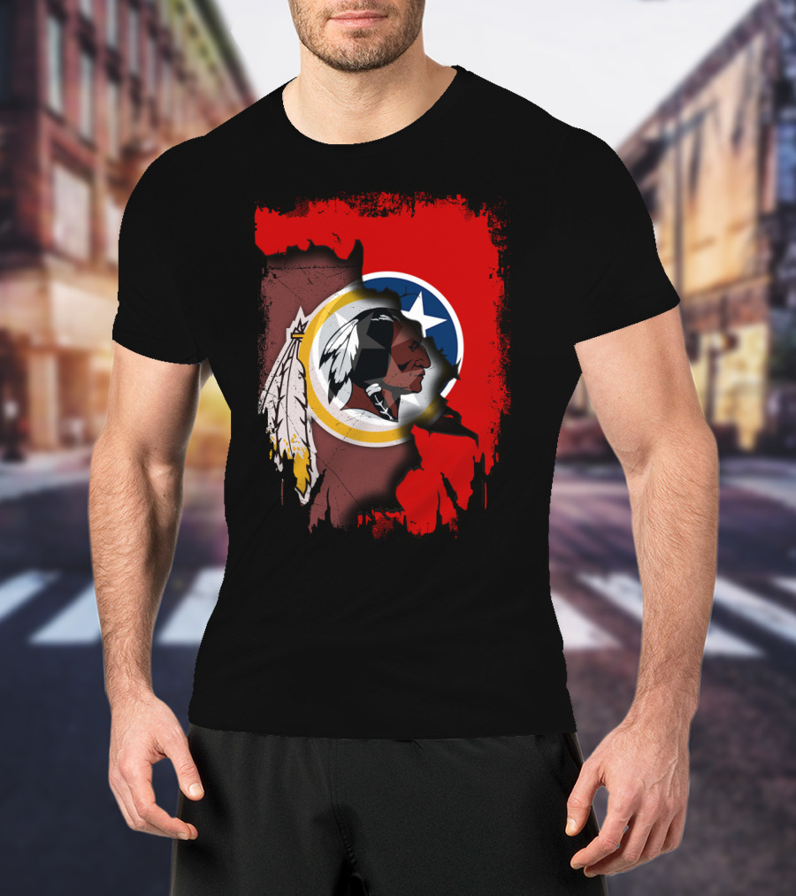 Tennessee Flag Overlay With Redskins Logo T-Shirt