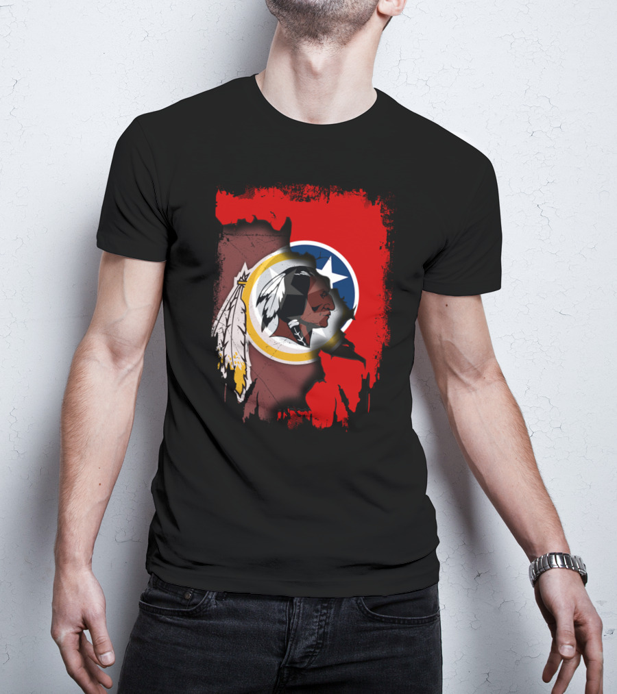 Tennessee Flag Overlay With Redskins Logo T-Shirt