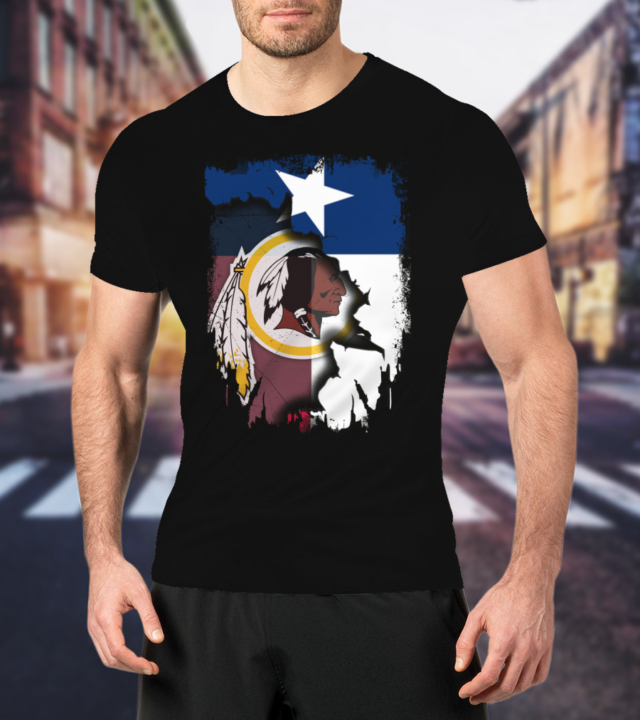 Texas Flag And Washington Redskins Logo United T-Shirt