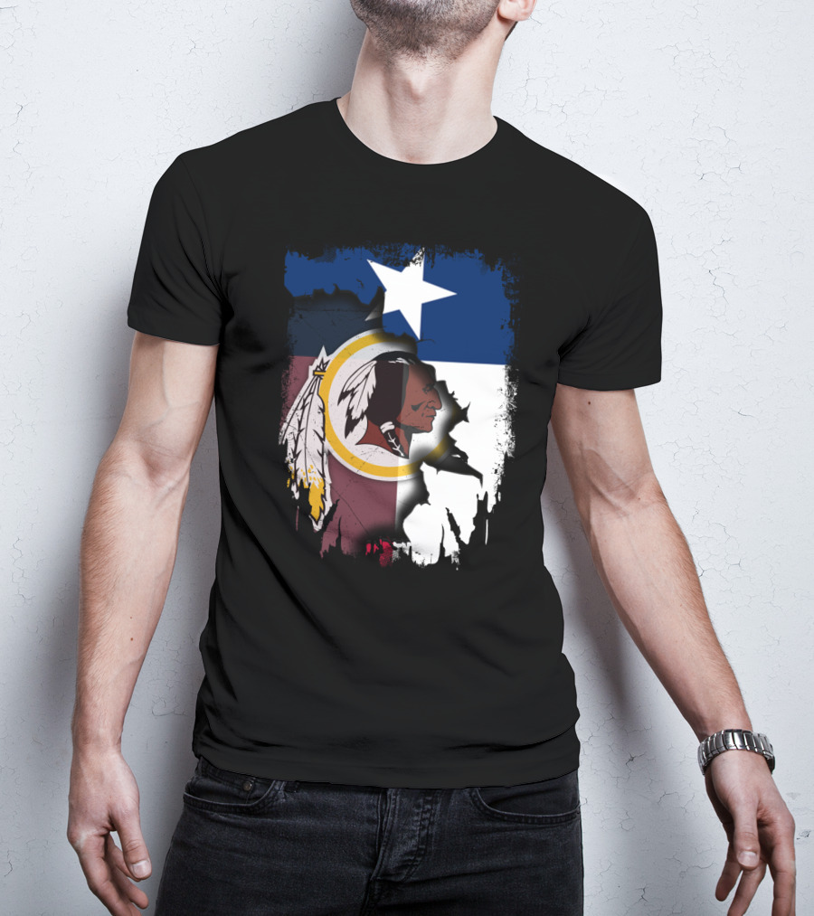 Texas Flag And Washington Redskins Logo United T-Shirt