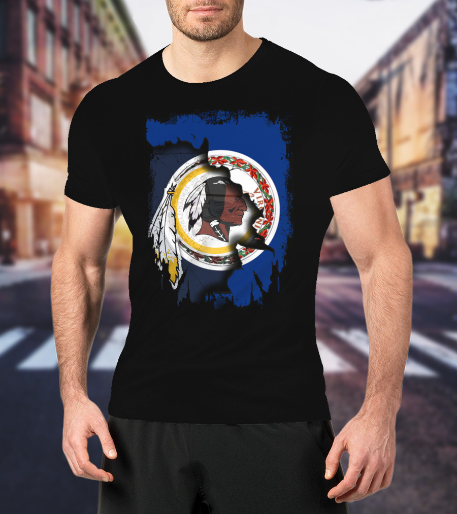 Together Virginia With Redskins Washington Football Team Logo And Virginia State Flag T-Shirt