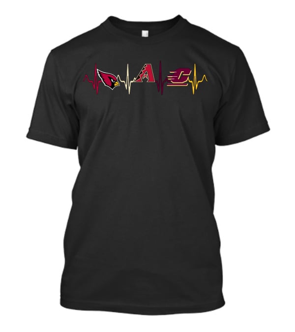 Love Cardinals Diamondbacks Cmc Heartbeat Logos T-Shirt