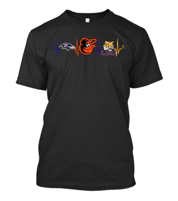 Ravens Baltimore Orioles Lsu Heartbeat T-Shirt