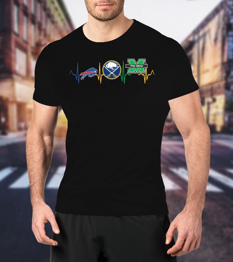 Buffalo Bills Sabres Marshall The Herd Heartbeat T-Shirt