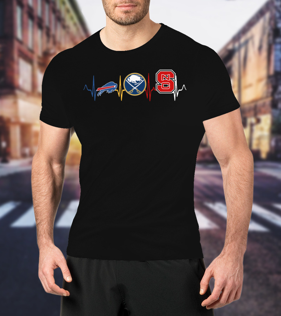 Buffalo Bills Buffalo Sabres Nc State Wolfpack Heartbeat T-Shirt