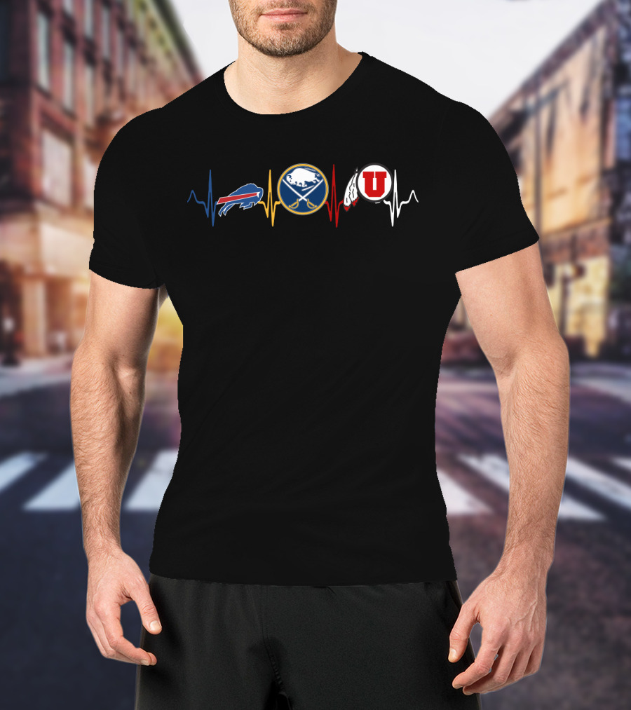 Buffalo Bills Buffalo Sabres Utah Utes Heartbeat T-Shirt