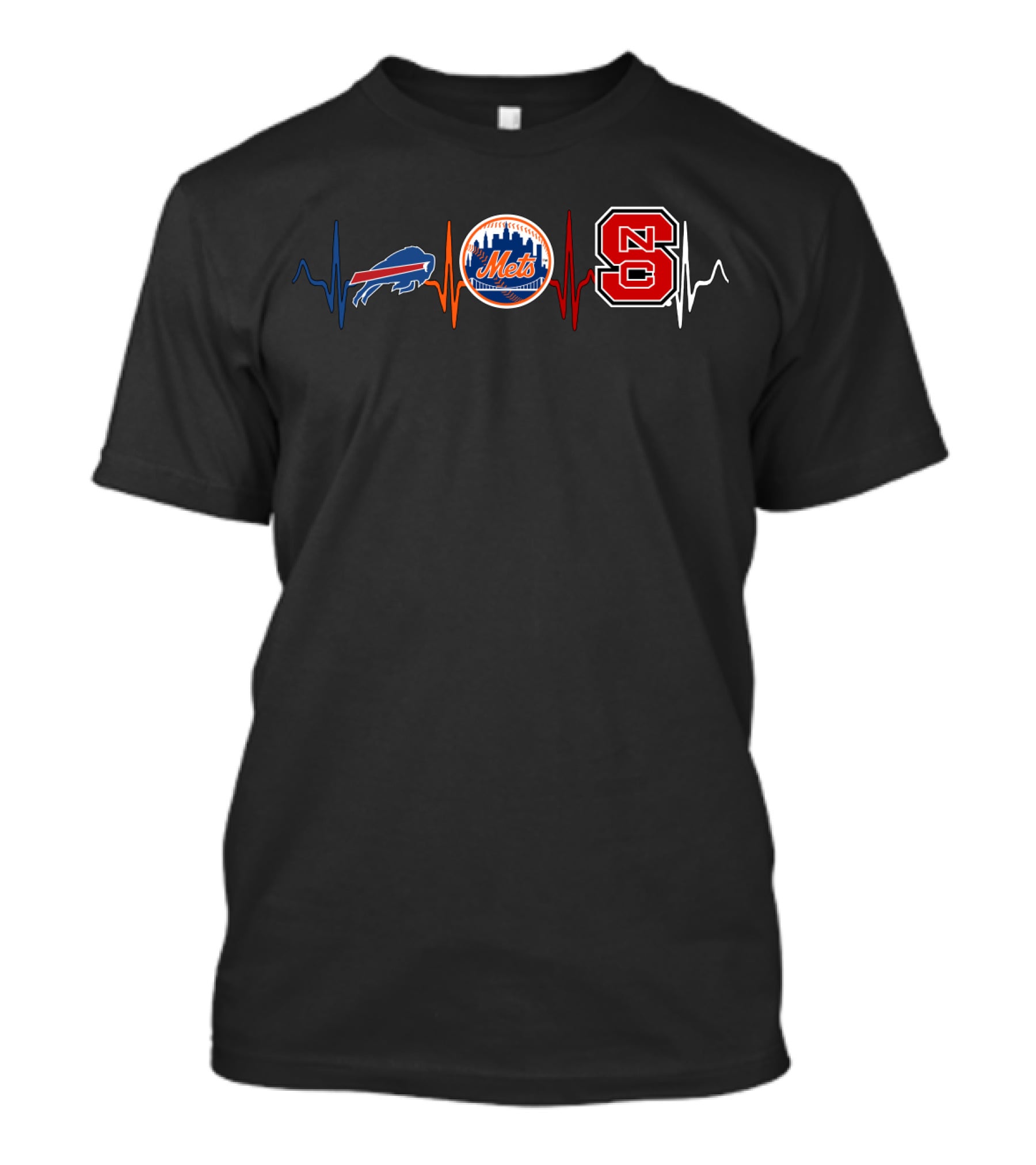 Buffalo Bills New York Mets Nc State Heartbeat T-Shirt