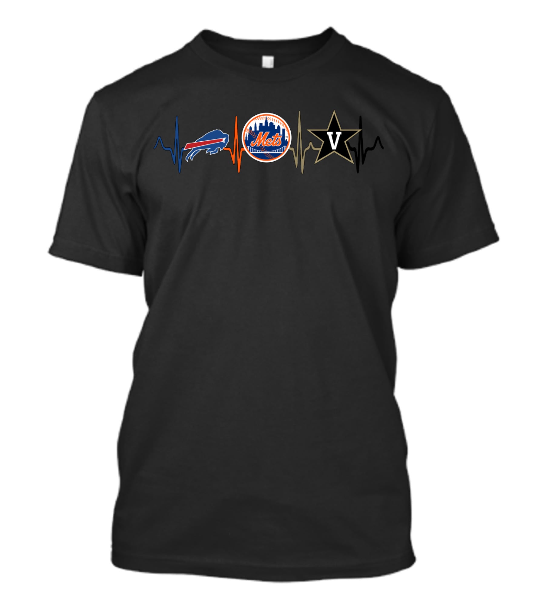 Love Bills New York Mets Vanderbilt Commodores Heartbeat T-Shirt