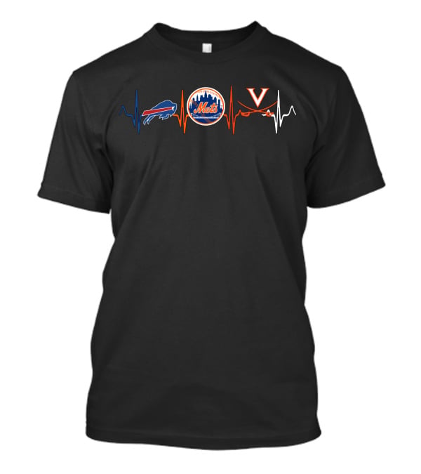 Buffalo Bills New York Mets Virginia Cavaliers Heartbeat T-Shirt