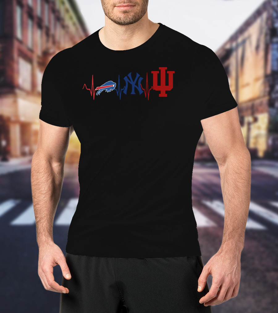 Buffalo Bills New York Yankees Indiana Hoosiers Heartbeat T-Shirt