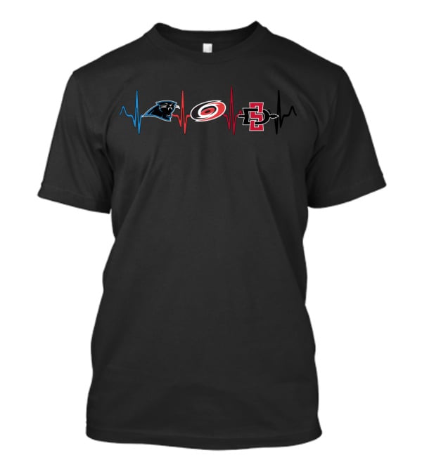 Carolina Panthers Carolina Hurricanes San Diego State Aztecs Heartbeat T-Shirt