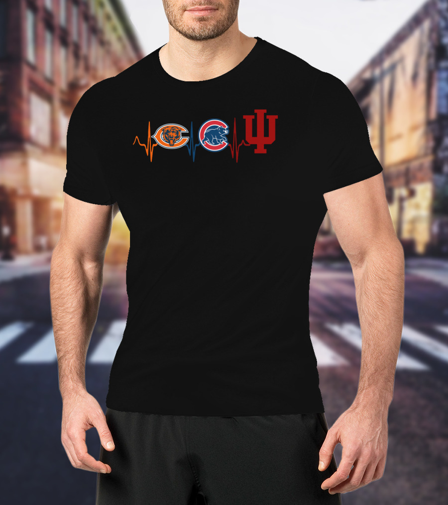 Chicago Bears Chicago Cubs Indiana Hoosiers Heartbeat T-Shirt