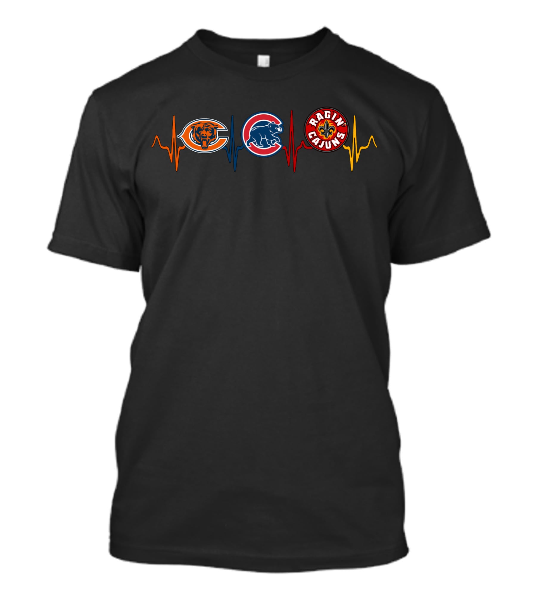 Love Bears Cubs Ragin Cajuns Heartbeat Lrc T-Shirt
