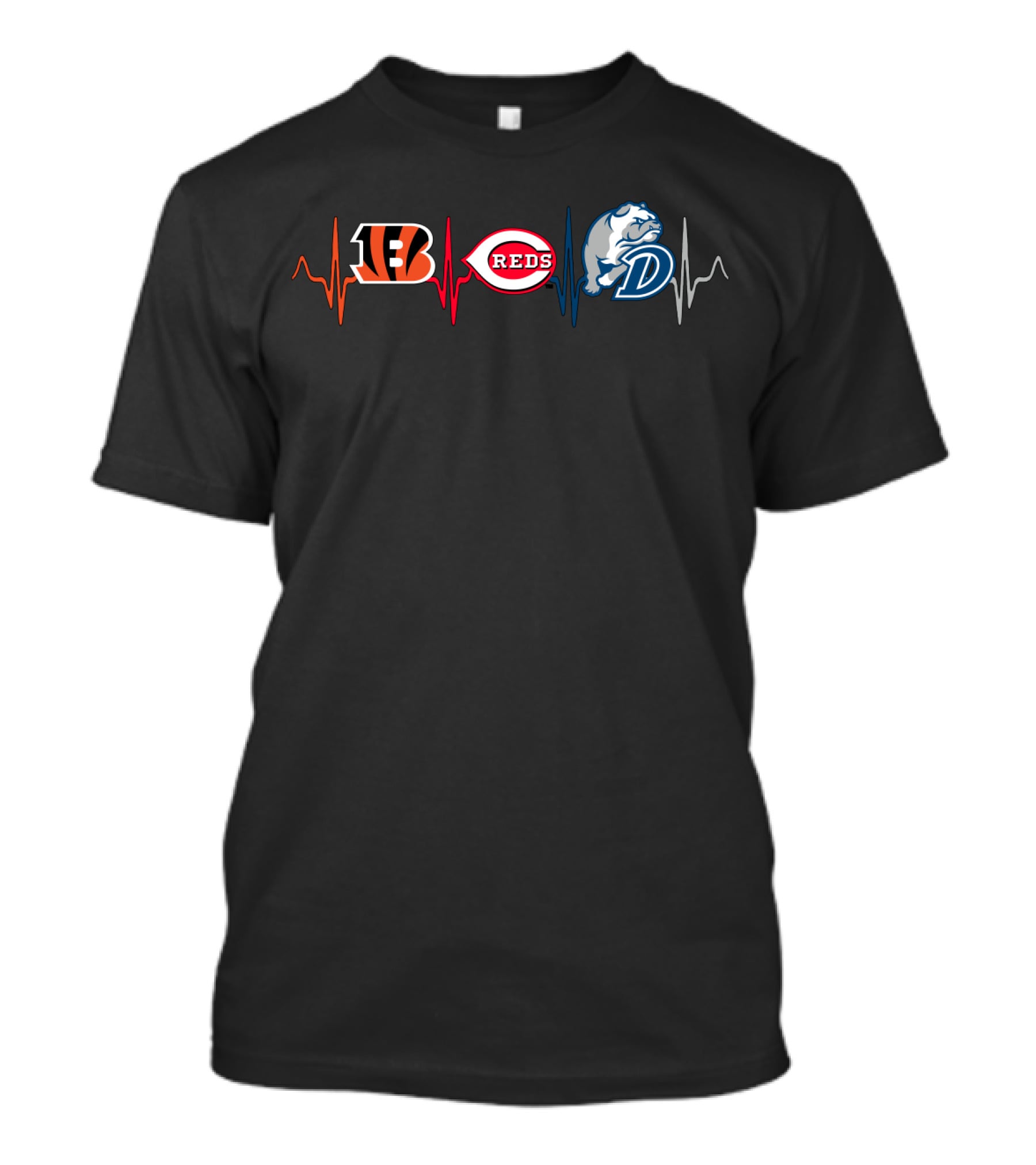 Bengals Reds Db Heartbeat Logo Combination T-Shirt