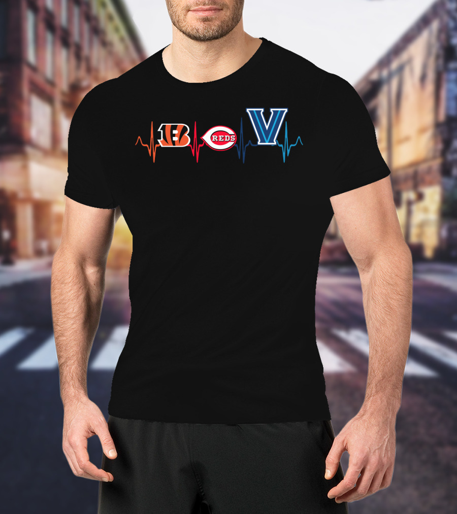 Bengals Reds Villanova Heartbeat T-Shirt