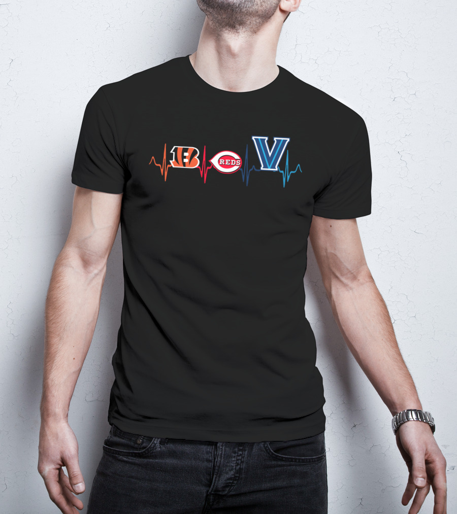 Bengals Reds Villanova Heartbeat T-Shirt