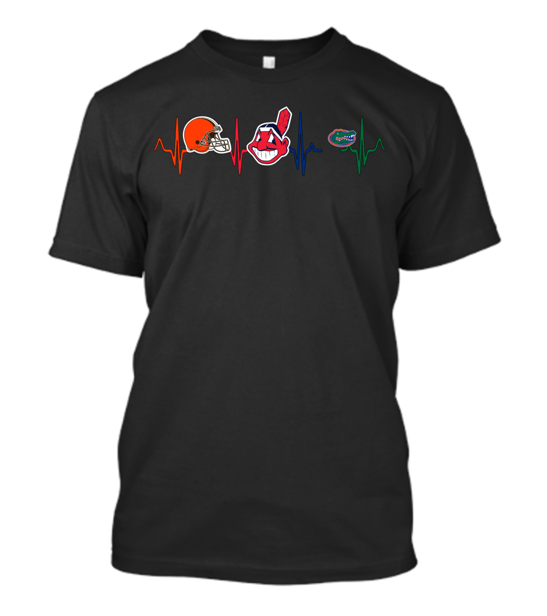 Love Browns Indians Gators Heartbeat T-Shirt