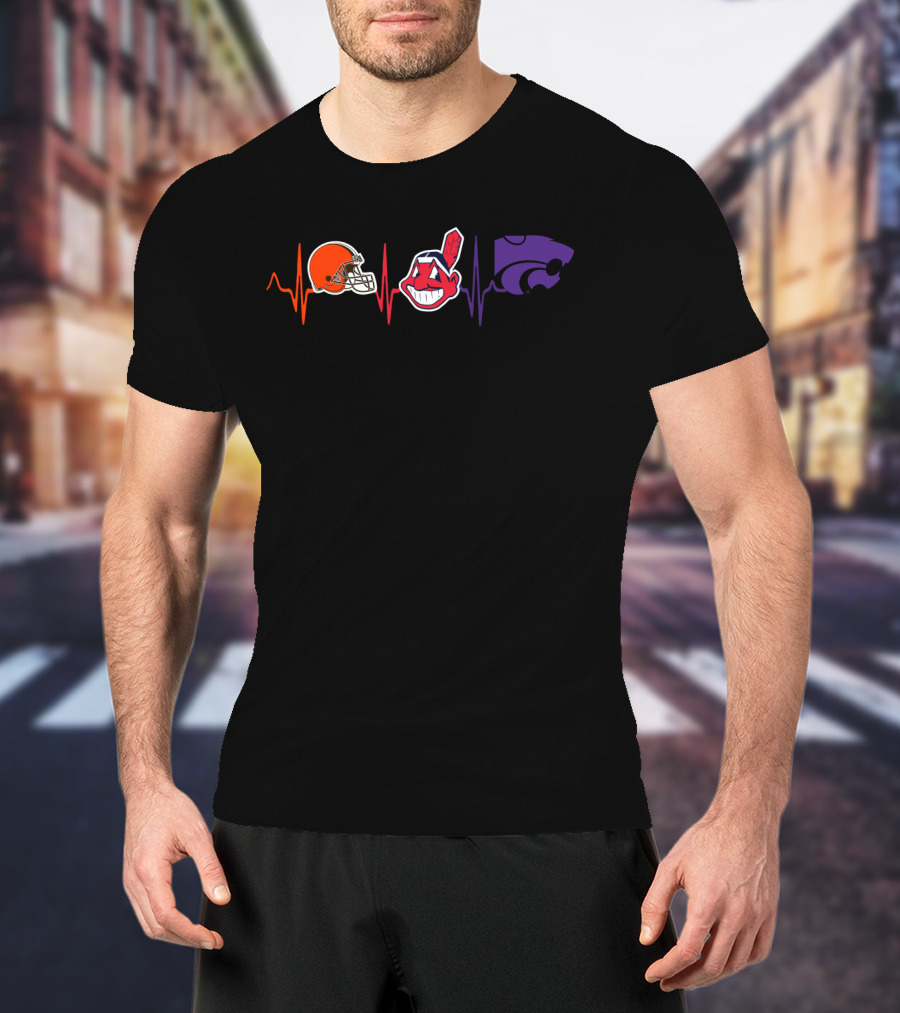 Browns Indians Ksw Heartbeat T-Shirt