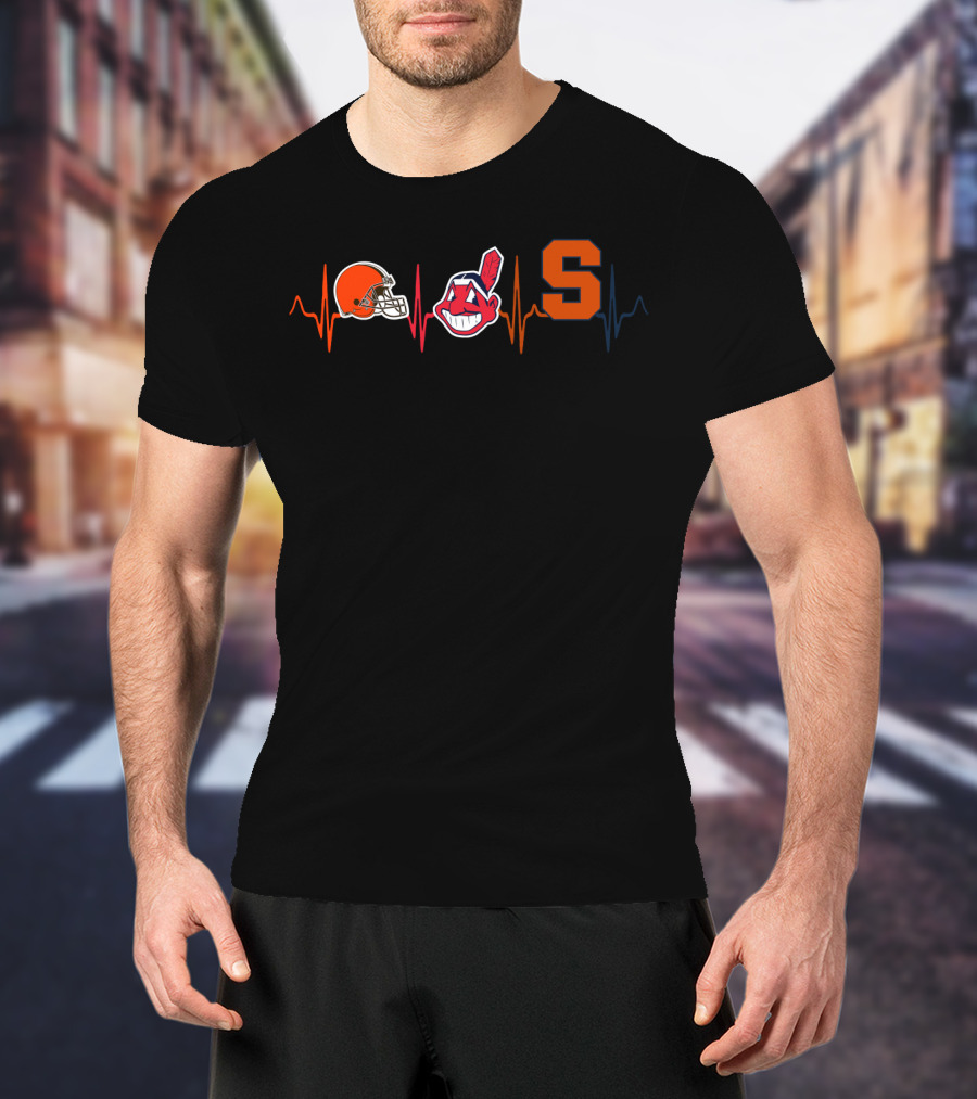 Cleveland Browns Indians Syracuse Heartbeat T-Shirt