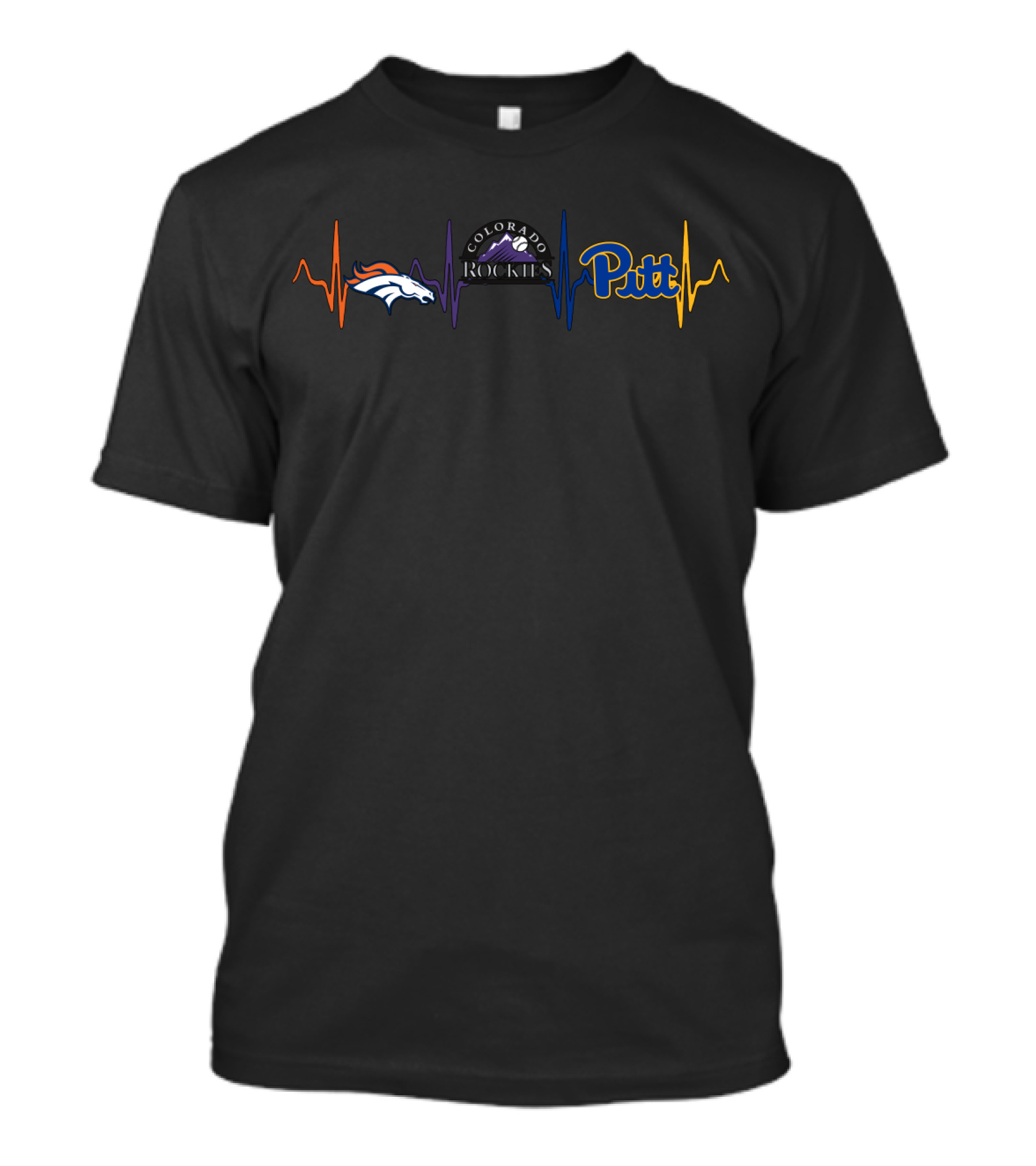 Love Broncos Colorado Rockies Pitt Heartbeat T-Shirt