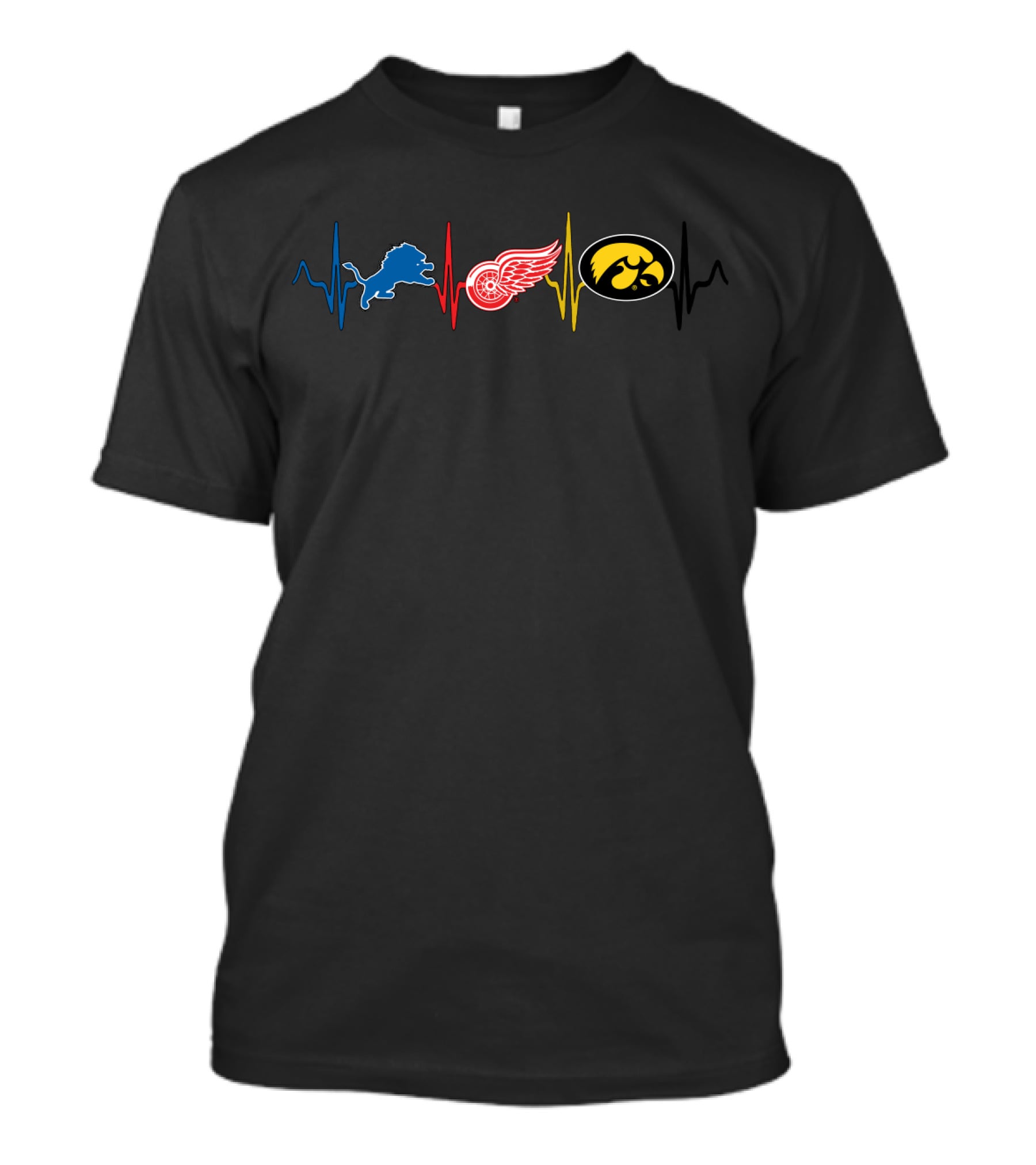 Detroit Lions Red Wings Iowa Hawkeyes Heartbeat T-Shirt