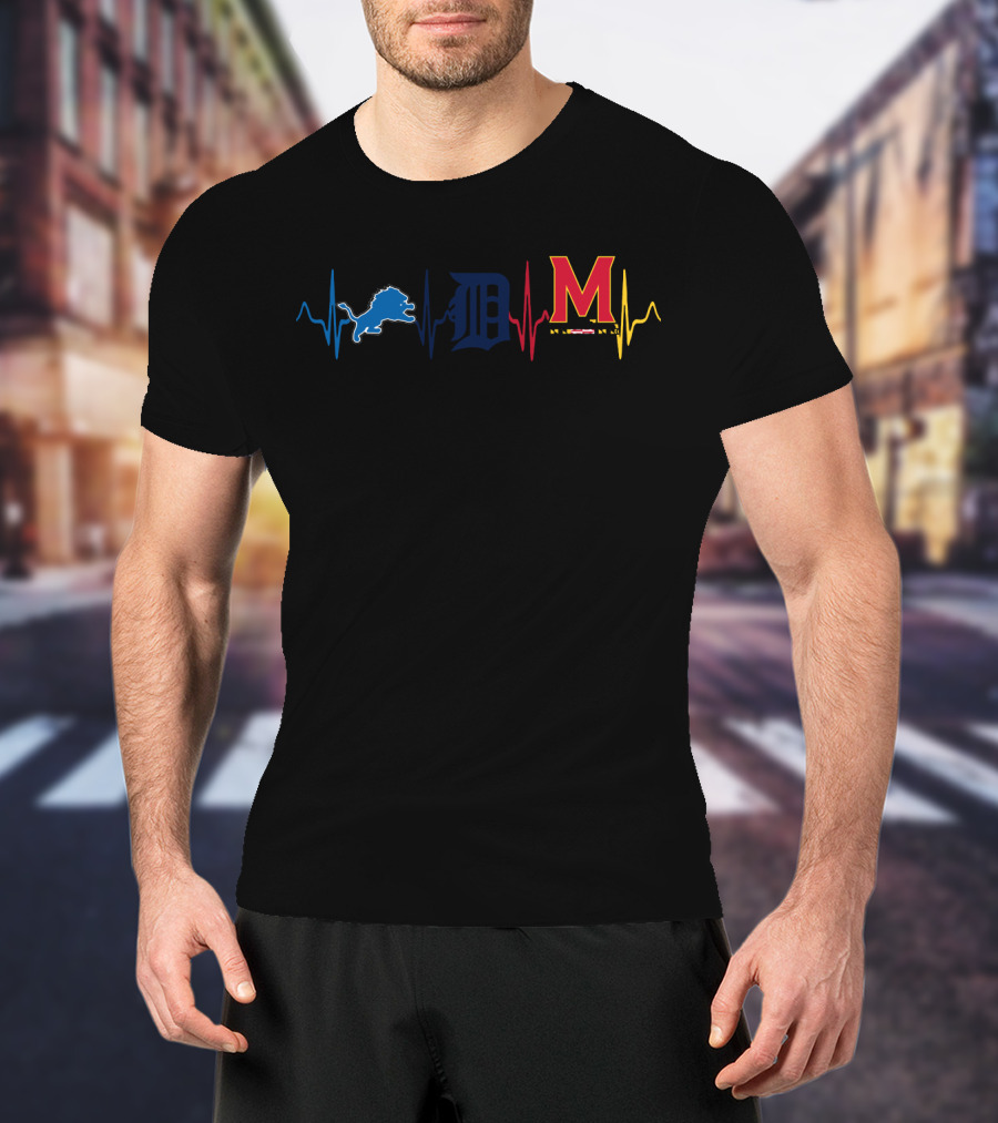 Lions Tigers Maryland Heartbeat Logo Trio T-Shirt
