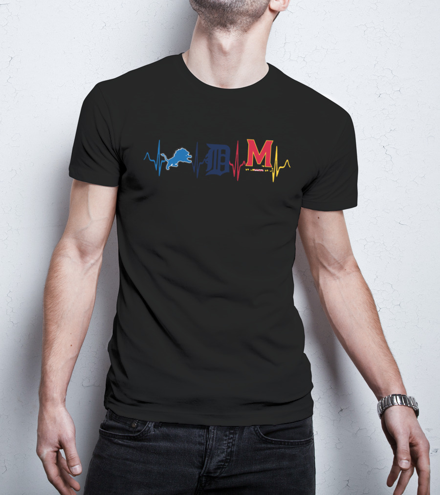 Lions Tigers Maryland Heartbeat Logo Trio T-Shirt