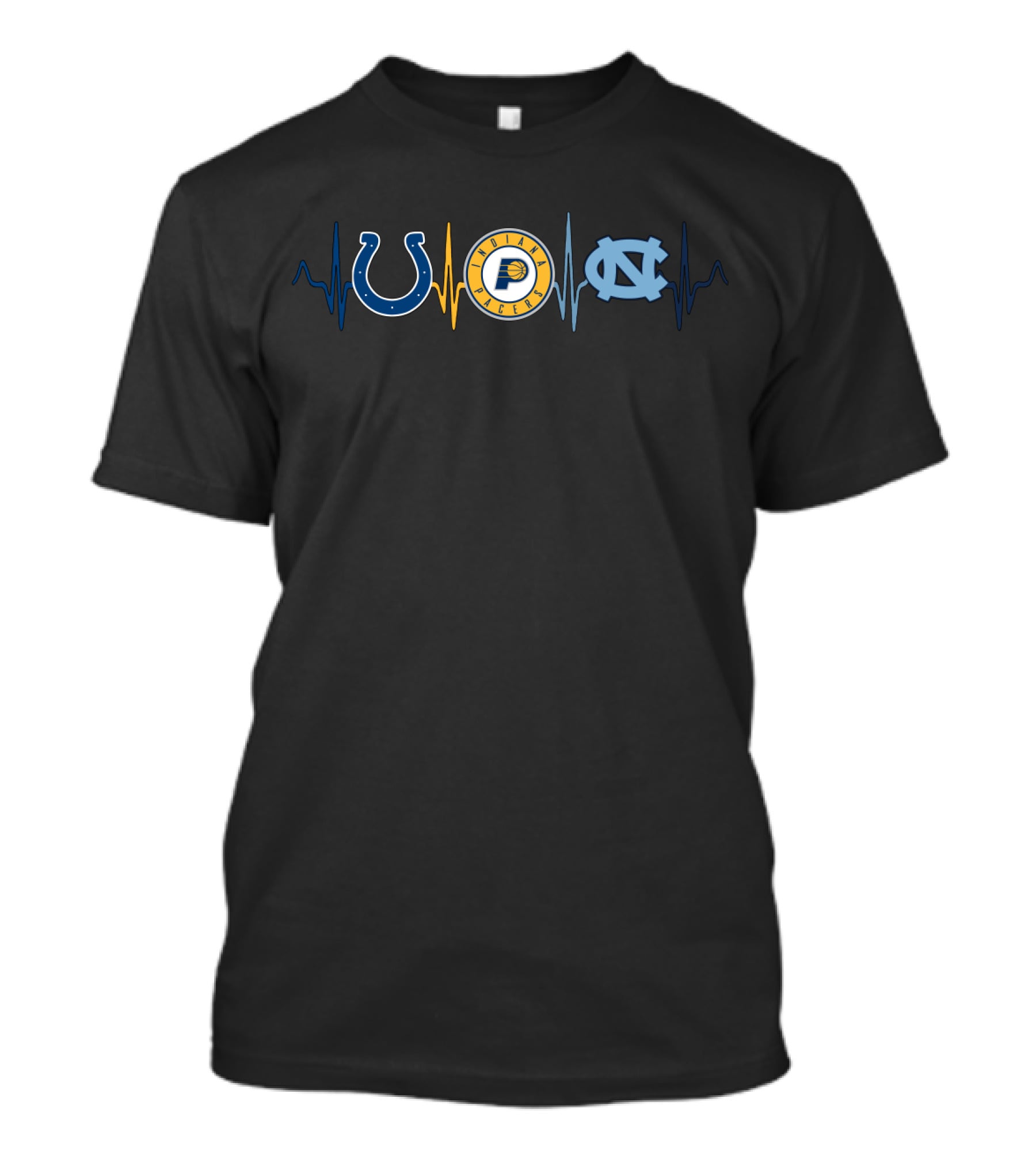 Colts Pacers North Carolina Tar Heels Heartbeat Fan Collection T-Shirt