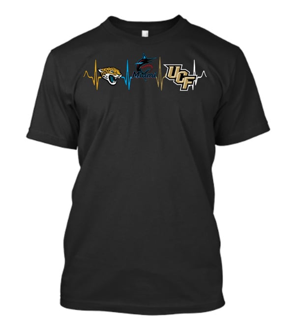 Jacksonville Jaguars Miami Marlins Ucf Knights Heartbeat T-Shirt