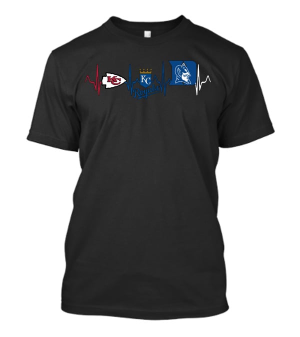 Kansas City Chiefs Royals Duke Blue Devils Heartbeat T-Shirt