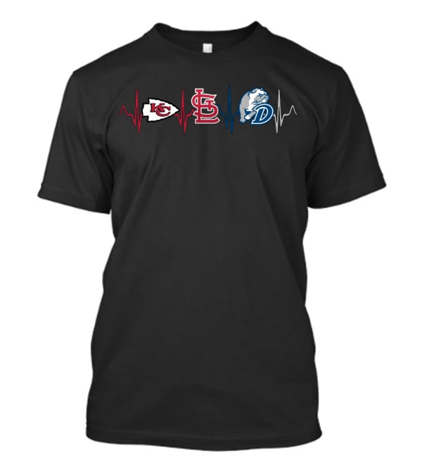 Kansas City Chiefs St. Louis Cardinals Drake Bulldogs Heartbeat T-Shirt