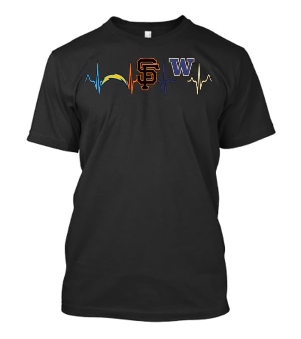 Love Chargers Giants Washington Heartbeat T-Shirt