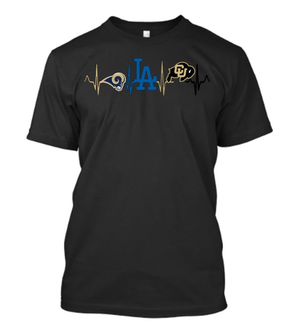 Love Rams La Dodgers Colorado Buffaloes Heartbeat T-Shirt