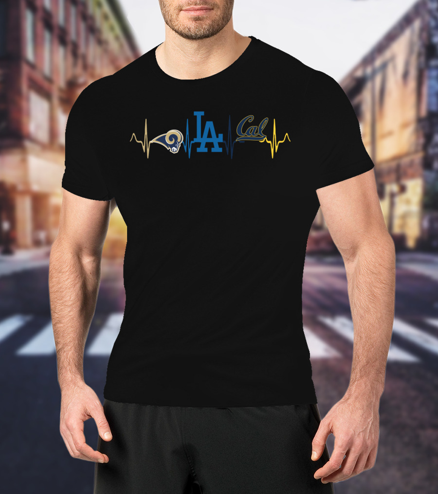 Los Angeles Rams Dodgers Cal Heartbeat Cgb T-Shirt