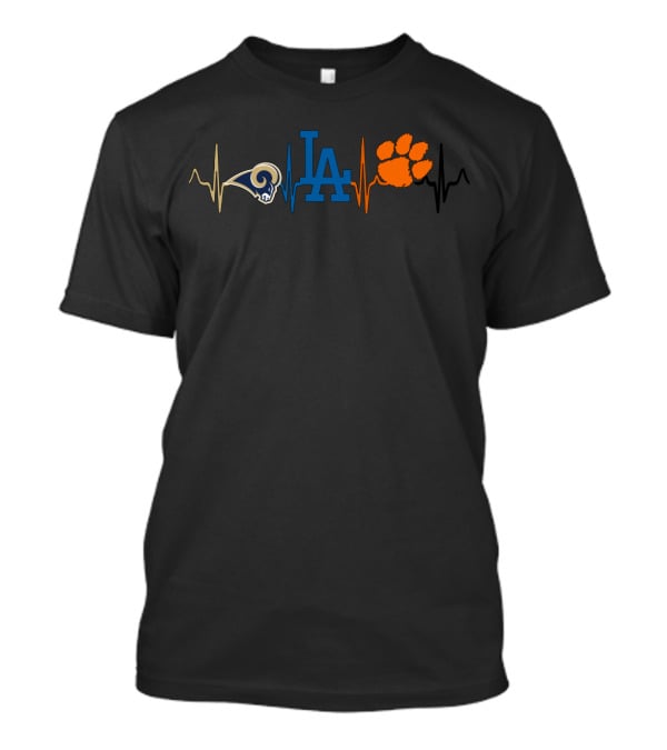Love Rams La Dodgers Ct Paw Heartbeat T-Shirt
