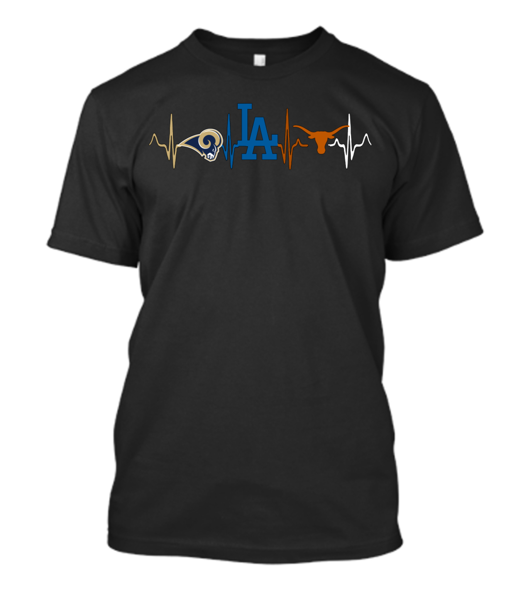 Love Rams La Dodgers Longhorns Heartbeat T-Shirt
