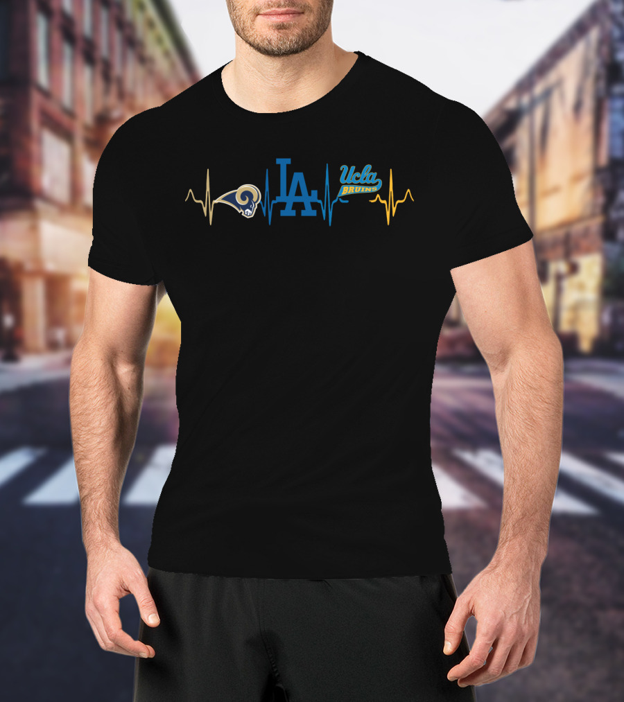 Love Rams La Dodgers Ucla Bruins Heartbeat T-Shirt