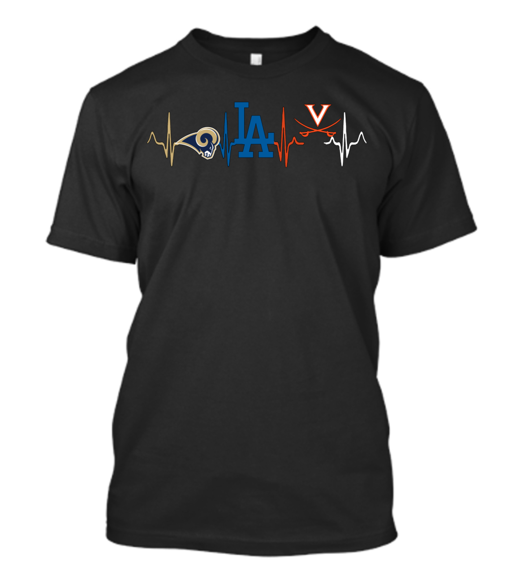 Rams Dodgers Vca Heartbeat T-Shirt