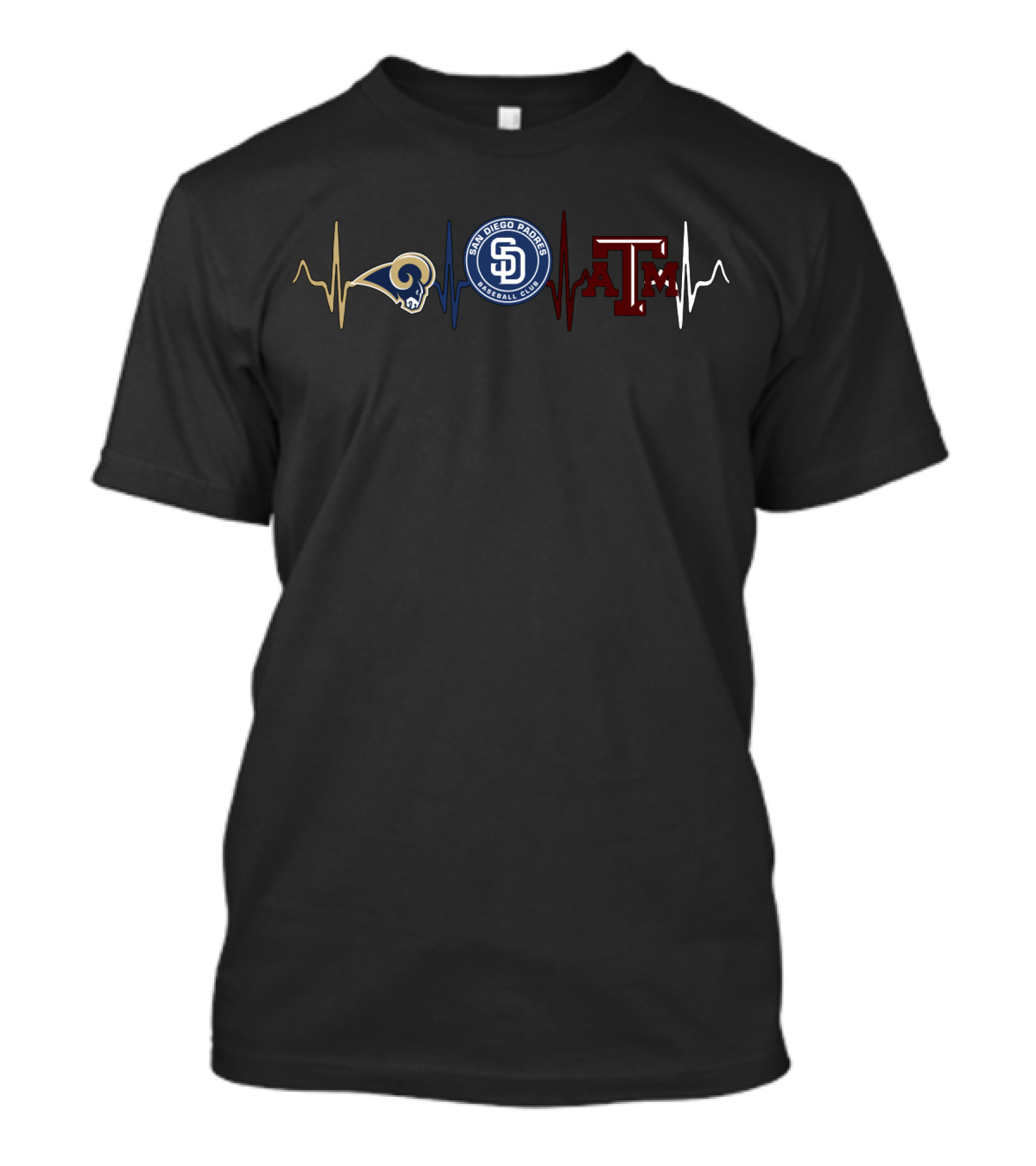 Rams San Diego Padres Texas A&M Heartbeat T-Shirt