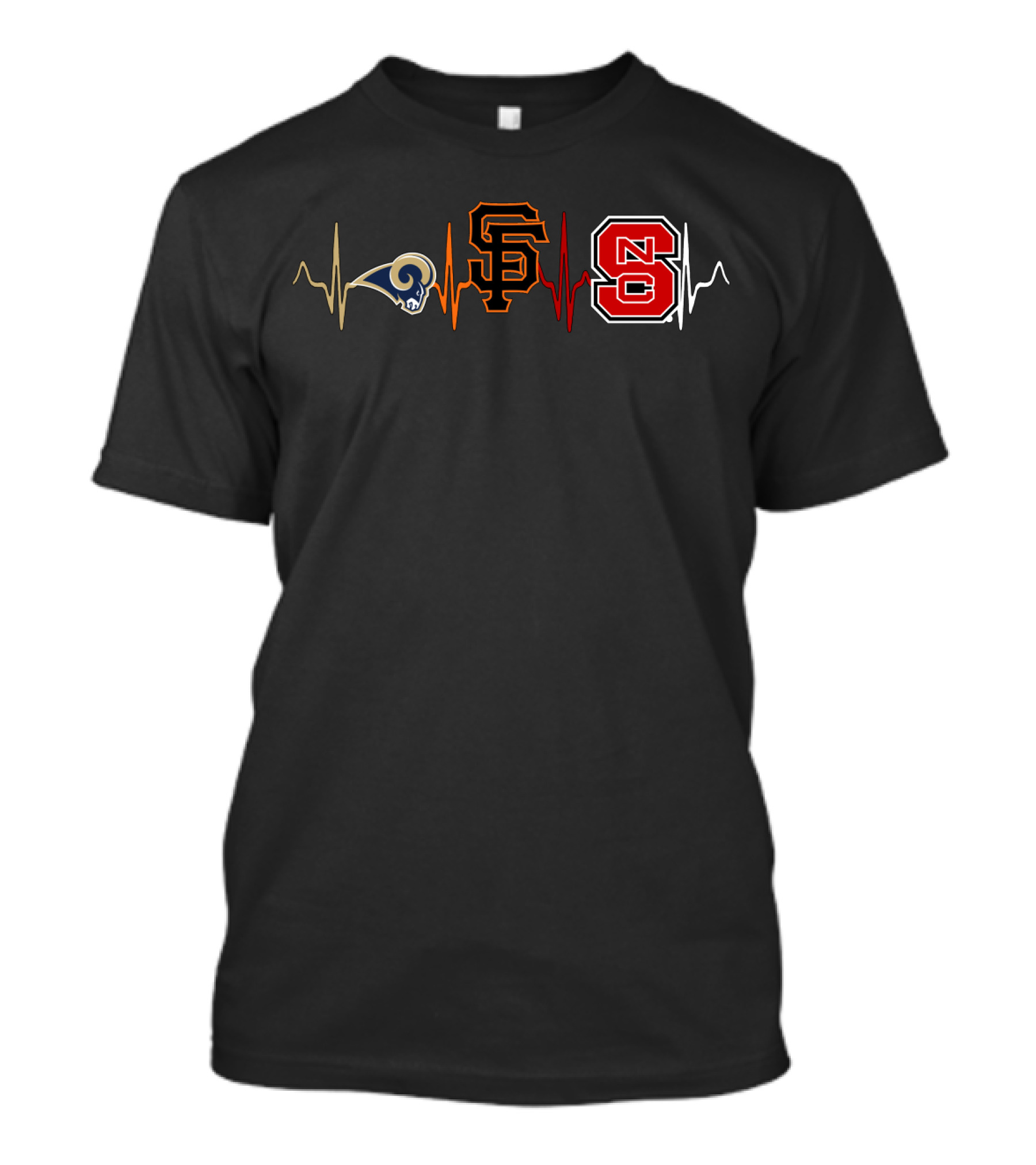 Love Rams San Francisco Giants Nc State Heartbeat T-Shirt