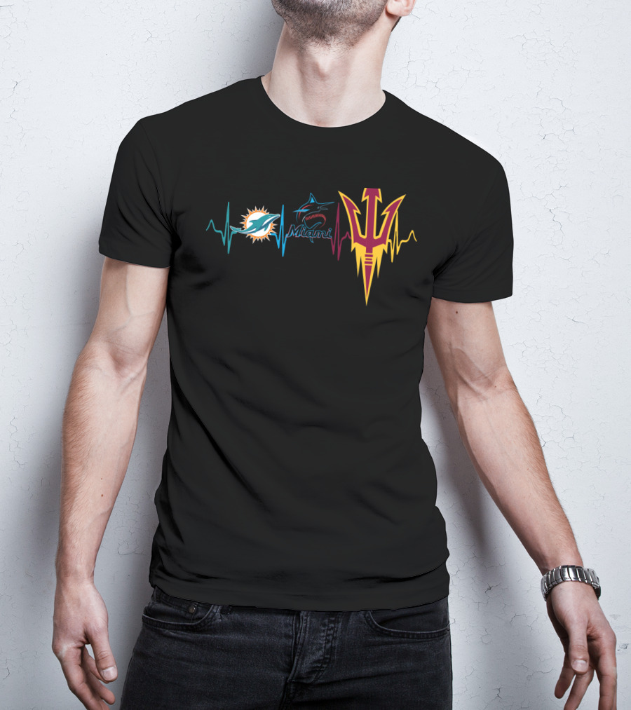 Miami Dolphins Marlins State Heartbeat Symbol T-Shirt