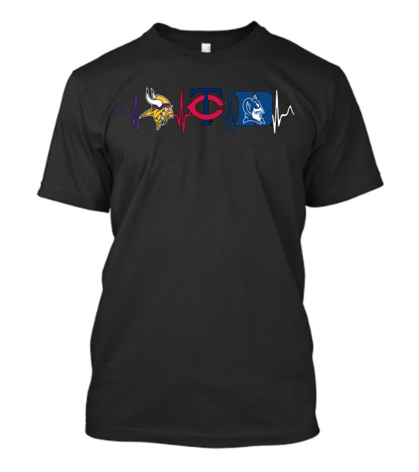 Minnesota Vikings Minnesota Twins Duke Blue Devils Heartbeat T-Shirt