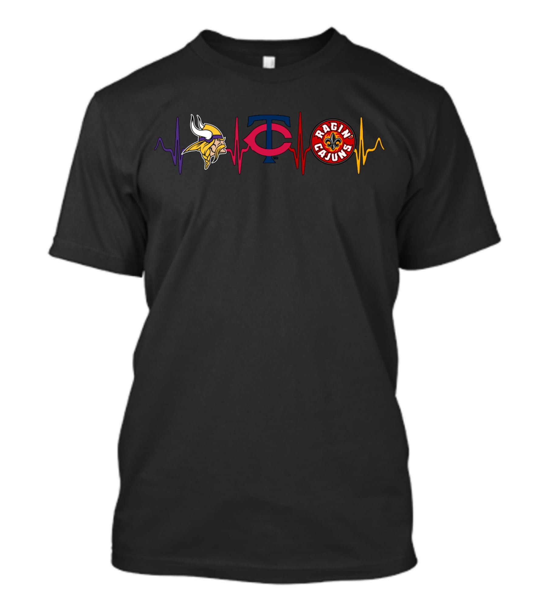 Vikings Tc Ragin' Cajuns Heartbeat Lrc T-Shirt