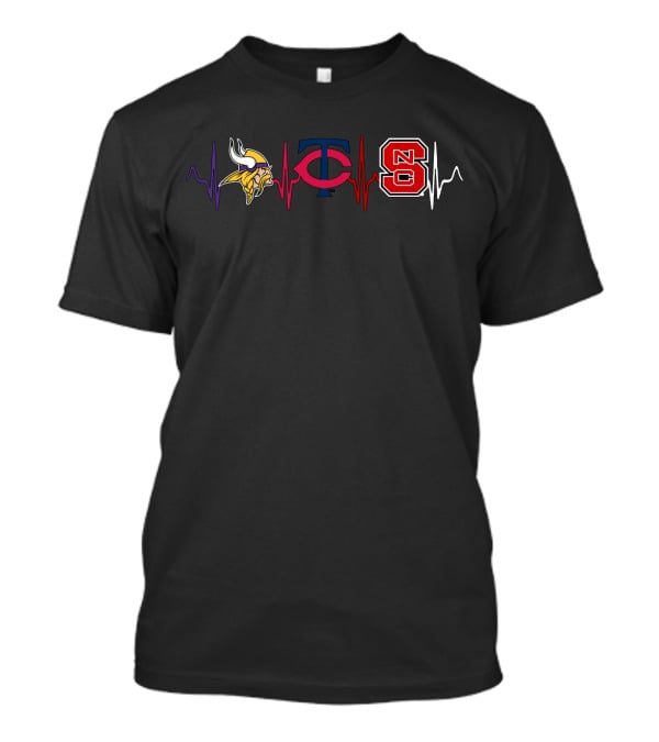 Vikings Twins Nc State Heartbeat T-Shirt
