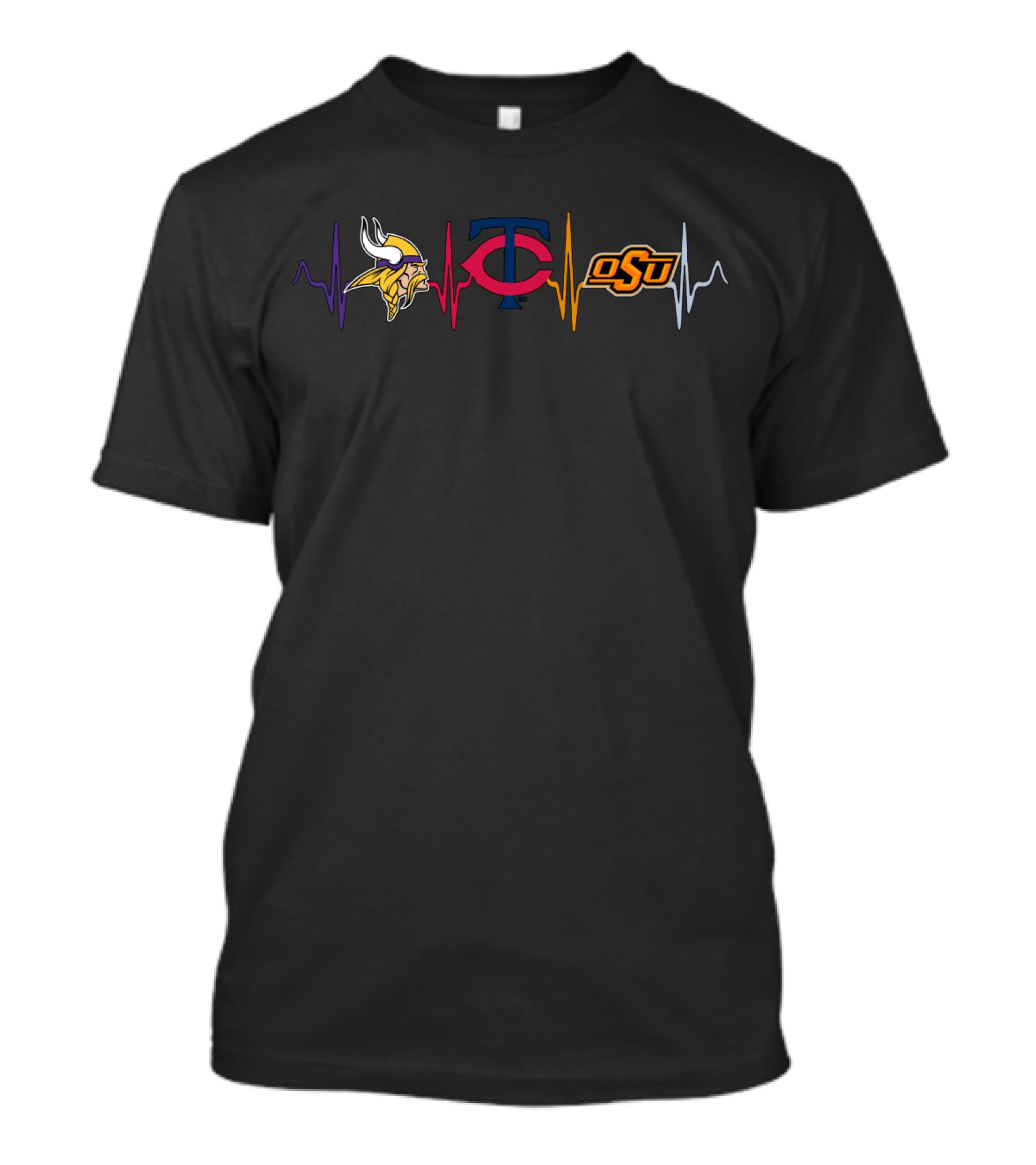 Vikings Twins Osu Heartbeat Logo Designs T-Shirt
